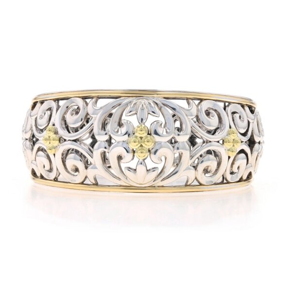 Charles Krypell Ivy Cuff Bracelet 6 1/4" - Sterling 925 & Yellow Gold 18k Scroll - Picture 1 of 6